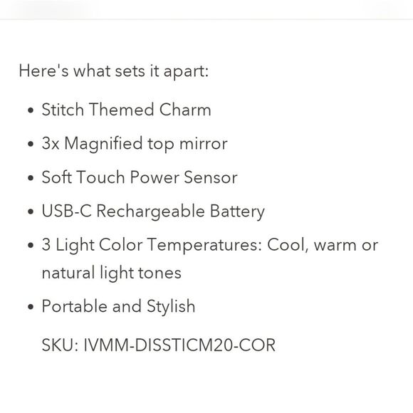 Impressions X Disney Stitch LED Rechargeable Compact Mirror- Coral - Picture 5 of 8